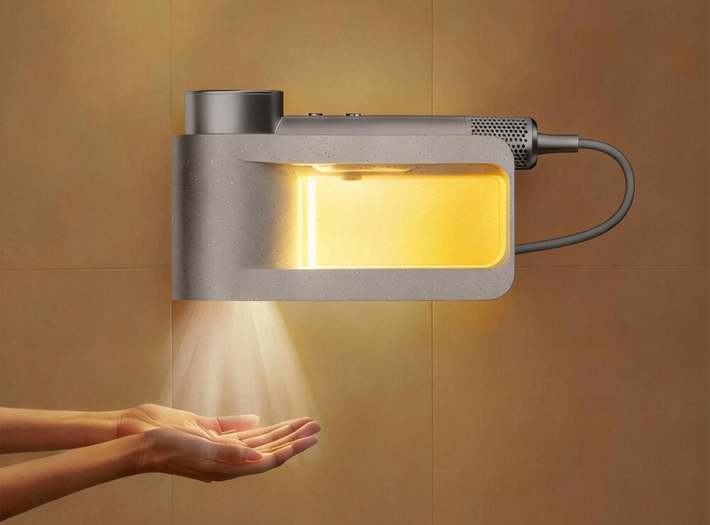 Suszarka INOLY MultiDry Pro Czarny 1600W dwa zadania wysuszyć włosy oraz dłonie automatyczna suszarka do rąk