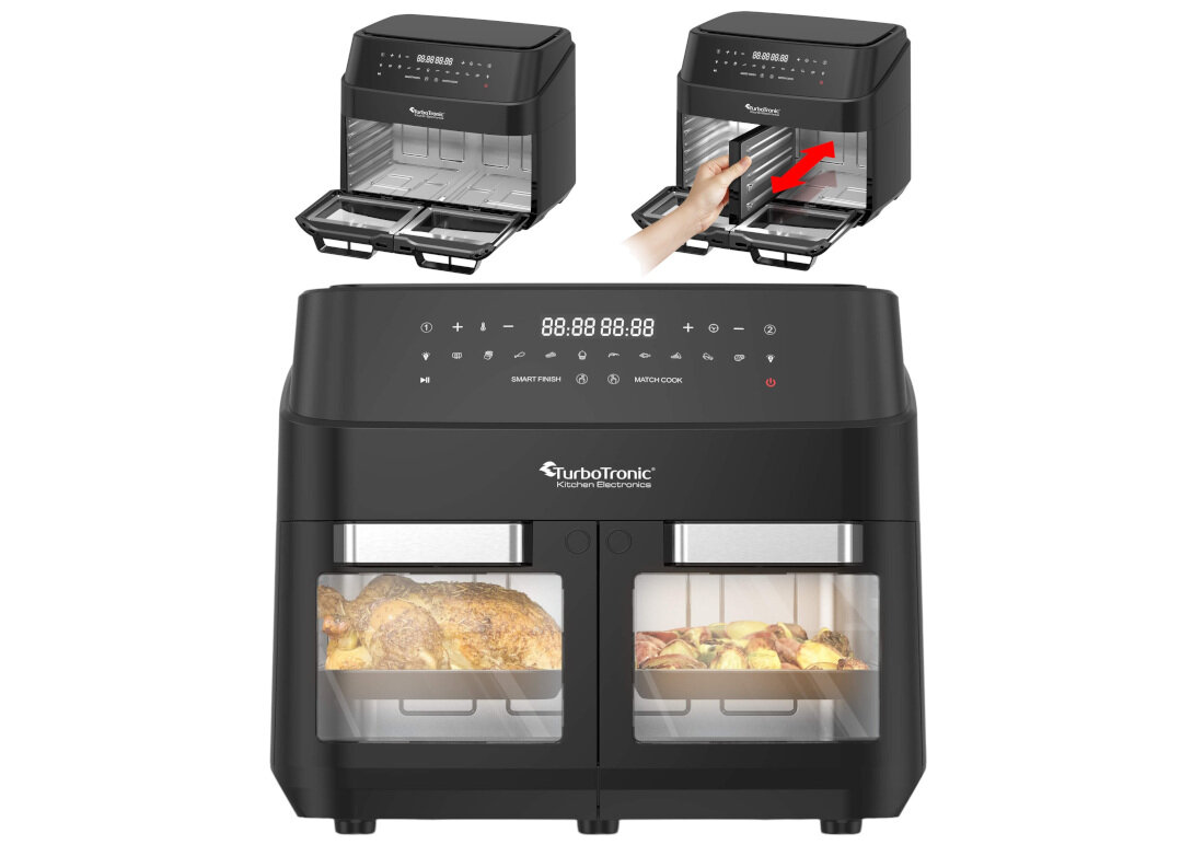 Piekarnik TURBOTRONIC TT-DAF7W Czarny wymiary możliwości dania komora ustawienia czas temperatura dwustrefowa komora moc