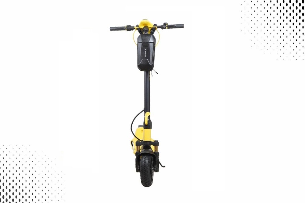 Hulajnoga elektryczna XRIDER MX10 MAX Żółty przyjazna dla srodowiska zasilana akumulatorem nie emituje niebezpiecznych substacji system KERS odzyskiwanie energii kinetycznej podczas hamowania bateria starcza na dluzej wiekszy zasieg