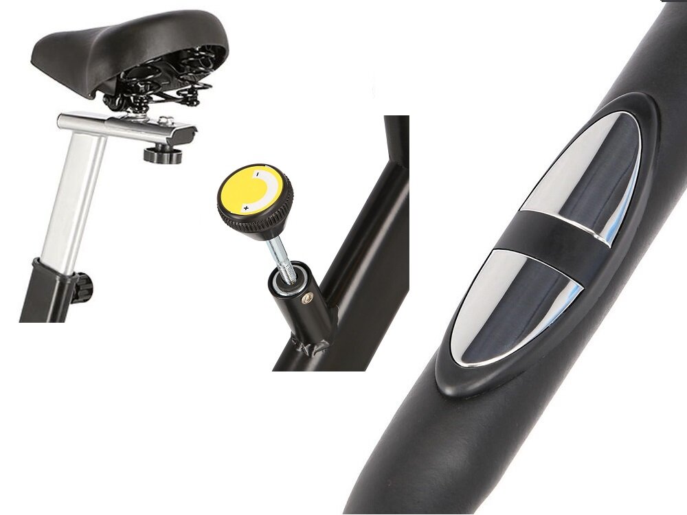 Rower spinningowy ONE FITNESS SW2501 Żółty zaprojektowany z dbałością o najmniejszy szczegół szybciej spalisz zbędną tkankę tłuszczową poprawisz kondycję pobudzisz endorfiny regulacja oporu manualnie funkcjonalne przyciski na kierownicy pokrętło regulacja siodełka w pionie w poziomie