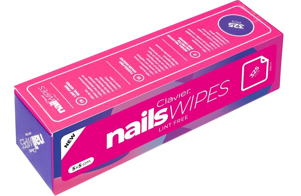 Waciki bezpyłowe CLAVIER 325 szt. oczyszczanie paznokci, delikatna struktura, zastosowanie również w kosmetyce