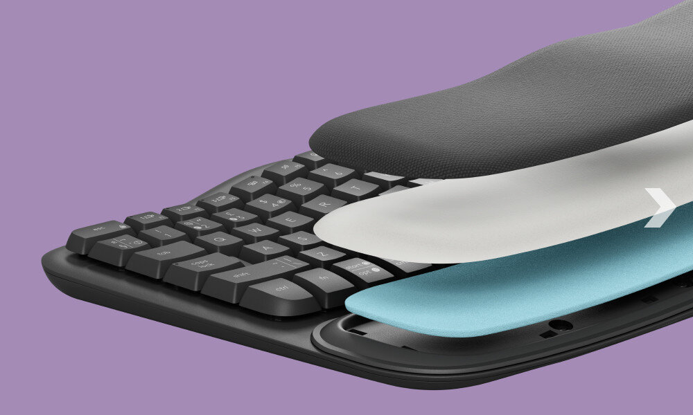 Klawiatura LOGITECH Wave Keys podpórka pianka powierzchnia