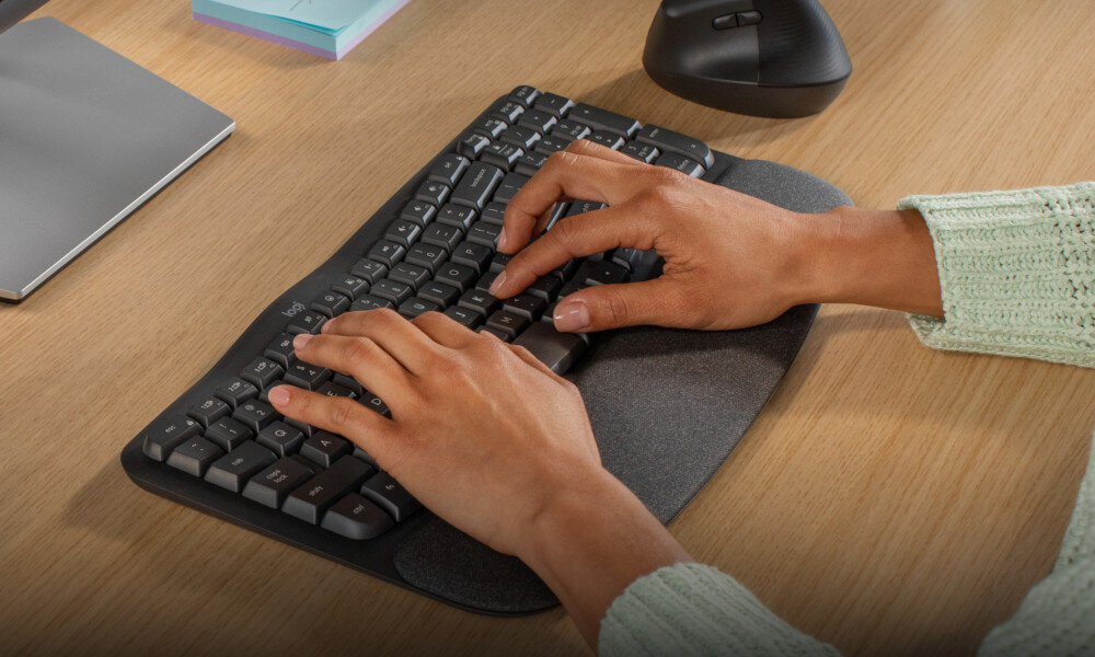 Klawiatura LOGITECH Wave Keys nachylenie kształt nacisk