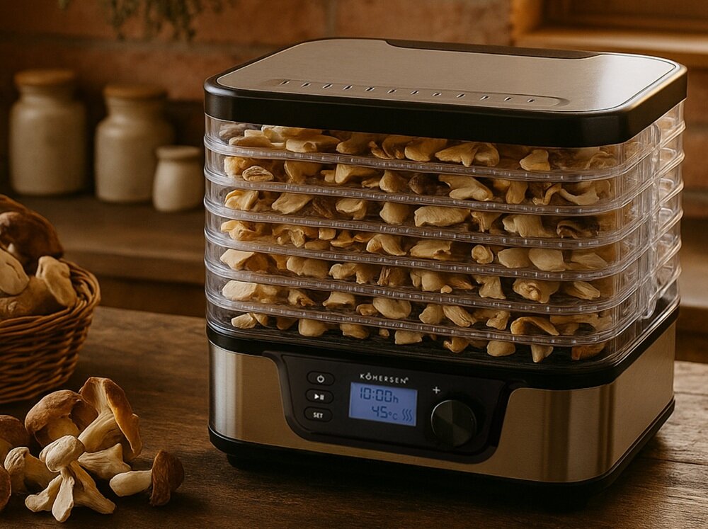 Suszarka do grzybów KOHERSEN KHSG-M01-S01 kompaktowe wymiary, do każdej kuchni, cicha i skuteczna praca