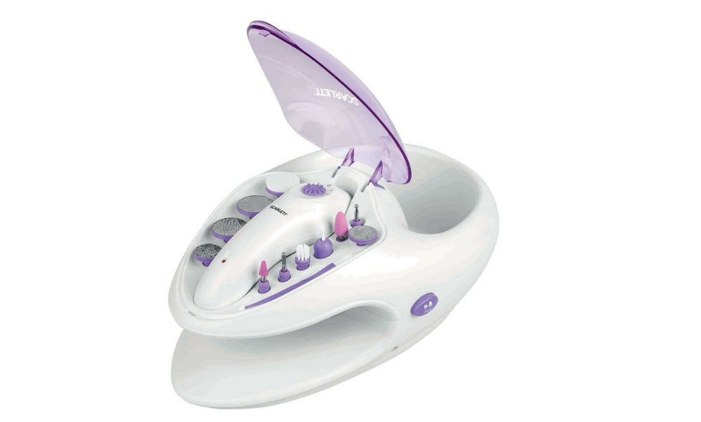 SCARLETT-SC-MS95002 urządzenie manicure pedicure profesjonalny zestaw paznokcie obroty praca wydajność końcówki precyzyja sprawna praca wanienka masaz bąbelkowy odpoczynek komfort prędkość akumulator adapter