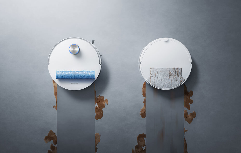 Robot sprzątający DREAME Aqua 10 Ultra Roller Complete Biały Kontrola wilgotności 12 dysz 32 poziomów regulacji wilgotności  dostosowanie mopowanie rodzaj powierzchni rolka długość siła nacisku ssanie