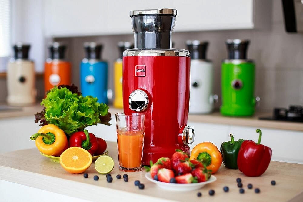 Wyciskarka do soku NOVIS Vita Juicer Kremowy funkcja autoregulacji predkosci obrotowej precyzyjnie rozdrabnia
