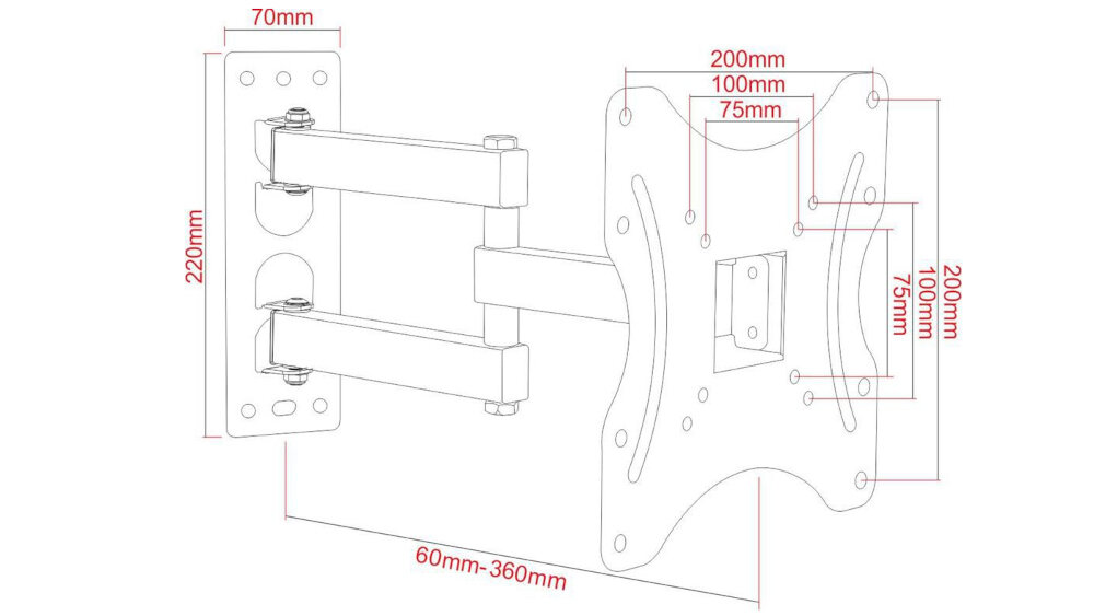 Uchwyt ART AR-60A do TV 19-42 cali - obciążenie
