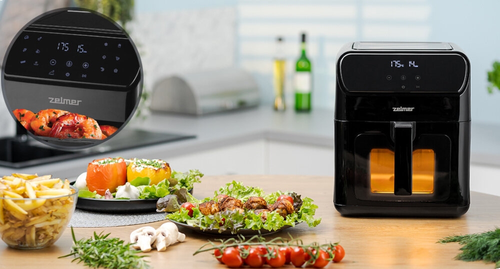 Frytkownica beztłuszczowa ZELMER ZAF6500 Czarny Air Fryer 13 programy pieczenie