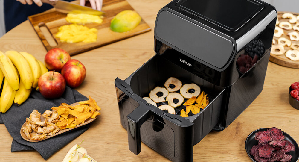 Frytkownica beztłuszczowa ZELMER ZAF6500 Czarny Air Fryer suszenie owoce warzywa