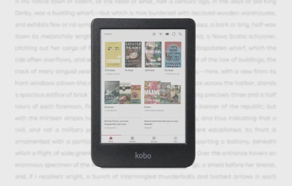 Czytnik e-booków KOBO Clara Colour 6, Podświetlany ekran, Wi-Fi, Bez reklam Czarny wyświetlacz rozdzielczość podświetlenie