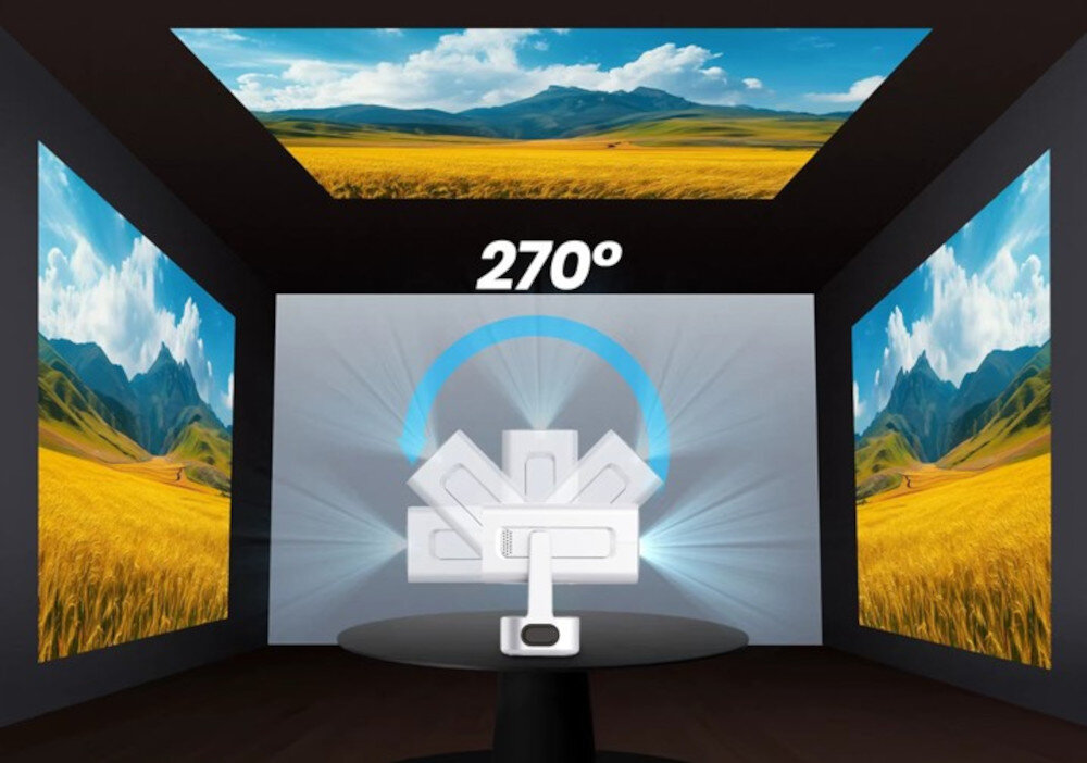 ZENWIRE PrimeView IMC360 Auto Focus Auto Keystone 4D obrotowy uchwyt 270 stopni, obrazek przedstawiający regulacje uchwytu projektora