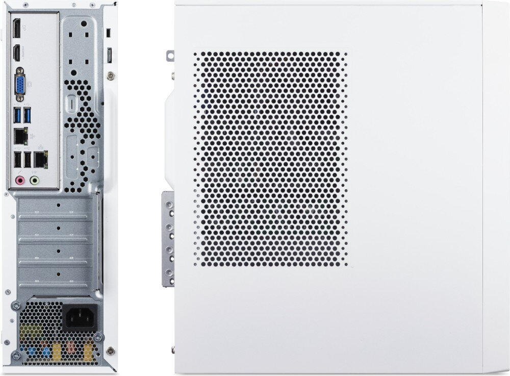 Komputer ACER Aspire XC102-RPL Widok tylnego panelu z portami wejścia i wyjścia oraz bocznej ścianki obudowy komputera z otworami wentylacyjnymi