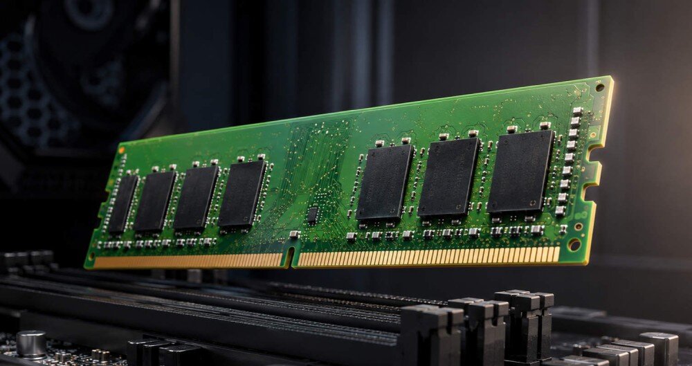 Komputer ACER Nitro N20-101-RPL Moduł pamięci RAM umieszczony nad gniazdem na płycie głównej