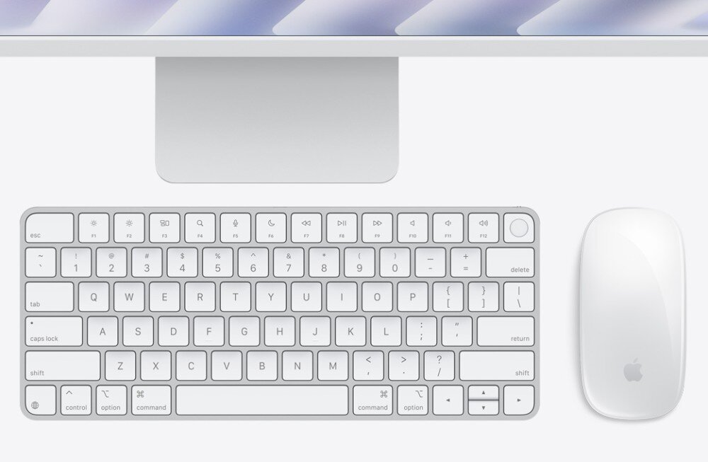 Komputer APPLE iMac 2024 23.5 Retina M4 (10 rdzeni) 16GB RAM 512GB SSD macOS Srebrny akcesoria klawiatura mysz Touch ID