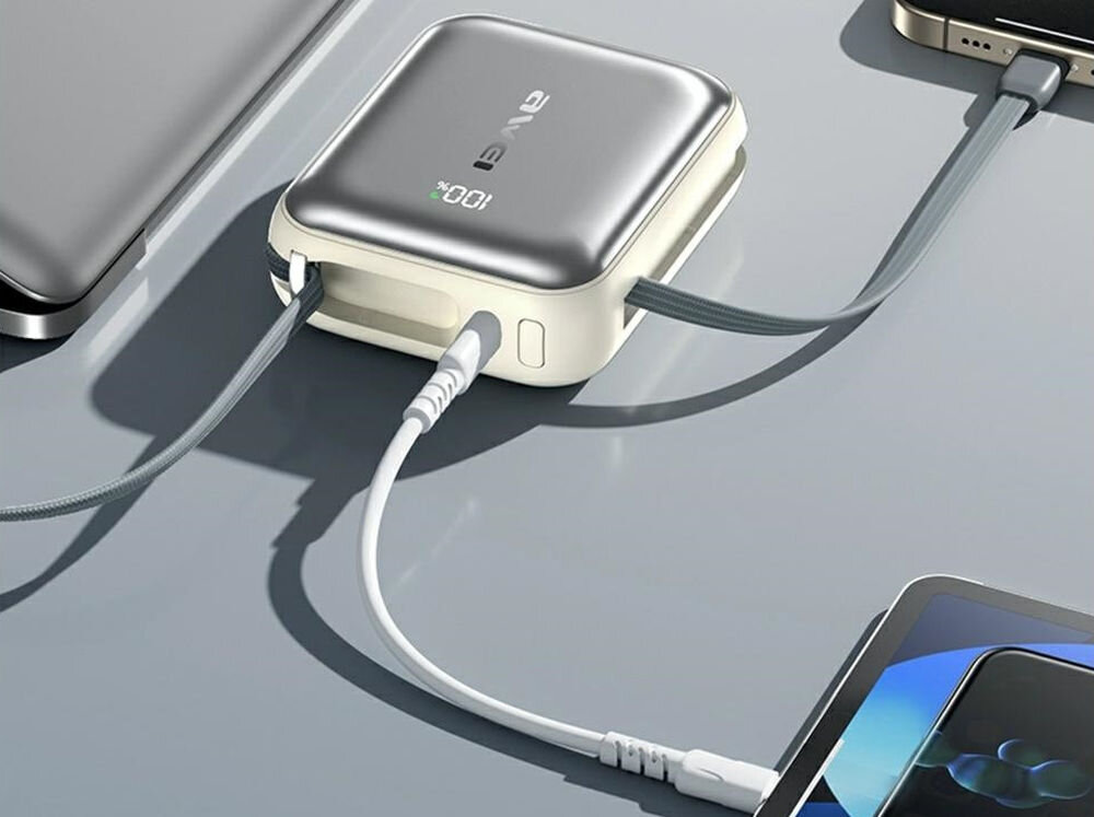 Powerbank AWEI C03 20000 mAh 45W Srebrny, powerbank 45w 20000mah szybkie ladowanie usb c lightning awei c03, Powerbank ładujący trzy urządzenia jednocześnie.