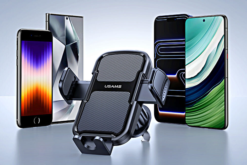 Uchwyt na telefon i smartfon USAMS US-ZJ085 Czarny uchwyt samochodowy na kratkę nawiewu, usams zj085 uchwyt czarny kratka wentylacyjna stabilny telefon auto, Uniwersalny uchwyt na telefon i kilka smartfonów.