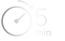 Ikona szybkiego ładowania, przedstawiająca zegar wskazujący 5 minut, z wyraźnym napisem na tarczy.