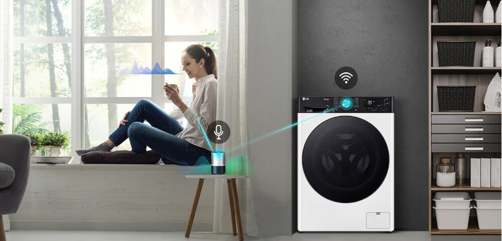 Pralka LG MF4W1072YW ThinQ sterowanie zdalne aplikacja głośnik porady