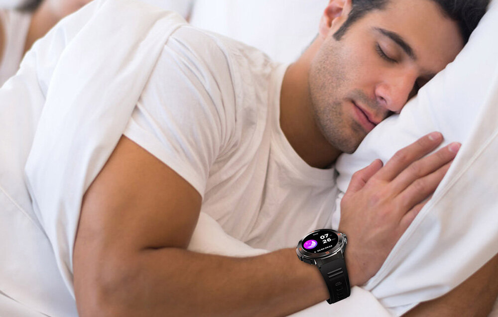 Smartwatch BLITZWOLF BW-AT5 na śpiącym człowieku   
