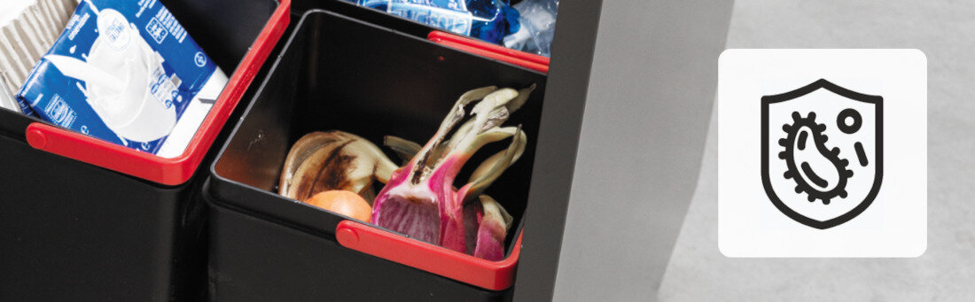 Sortownik odpadów FRANKE Easysort 600-1-4121.0494.194 14.5L + 4x7.5L Antybakteryjne właściwośc wysoki poziom higieny Powierzchnia o działaniu antyseptycnym czyste i bezpieczne środowisko