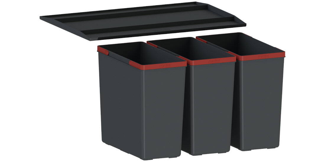 Sortownik odpadów FRANKE Easysort 600-1-4121.0494.194 14.5L + 4x7.5L Duża pojemność wymiary długość szerokość głębokość cztery pojemniki system segregacji potrzeby porządek wygoda komfort