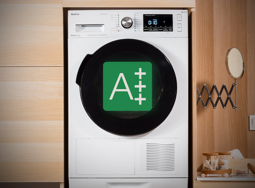 Suszarka w pralni z zaznaczoną klasą energetyczną A+++
