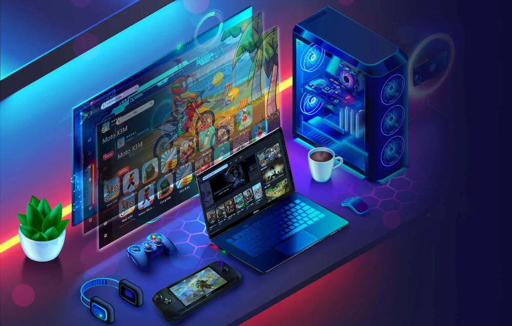 Laptop MSI Sword 17 HX B14VGKG-249XPL 17 IPS 165Hz i7-14650HX 16GB RAM 1TB SSD GeForce RTX4060 DLSS 3
					graj w gry mobilne, MSI APP Player, BlueStacks, bezproblemowe uruchamianie aplikacji mobilnych Androida na komputerach PC,
					laptop na biurku, konsola, słuchawki, gamepad, komputer, kubek