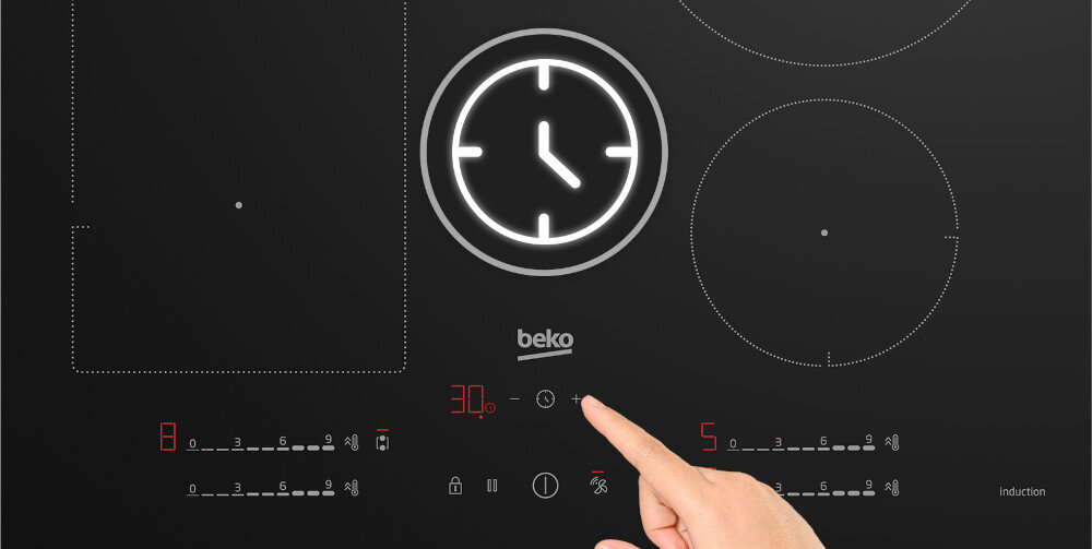 Płyta indukcyjna BEKO HIXI84700UF timer czas ustawienia automatyczne wyłączanie