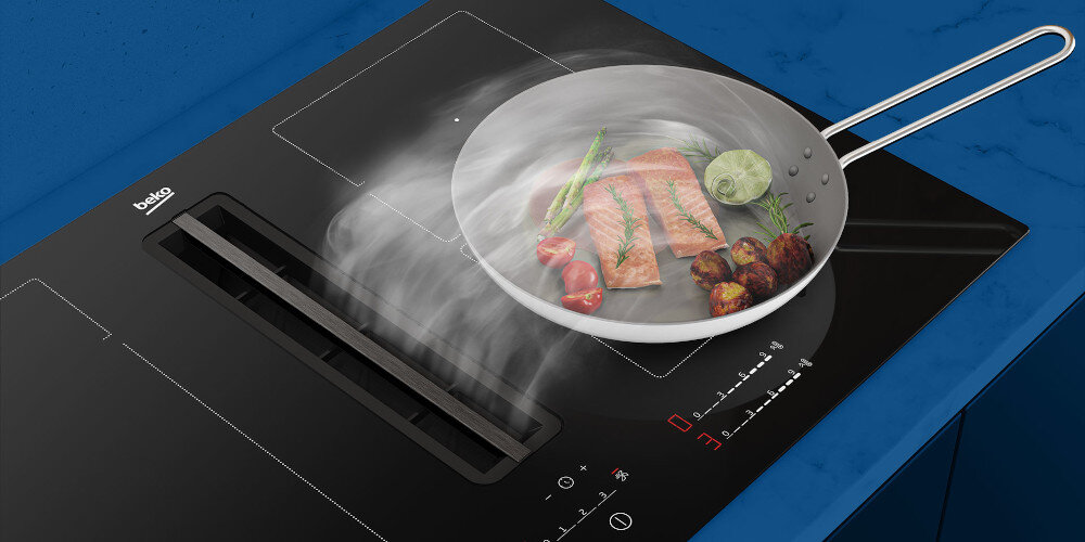 Płyta indukcyjna BEKO HIXI84700UF wbudowany okap 2 w 1 pochłanianie oparów