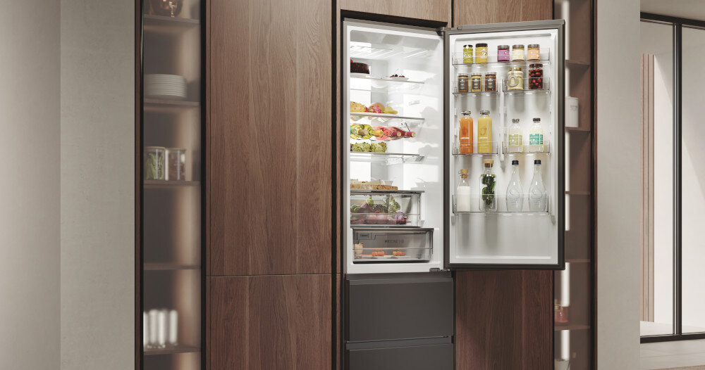 LODÓWKA HAIER HTW7620DNMP zdjęcie lifestyle technologie Funkcjonalność elegancki design szuflady ABT My Zone Fresher Techs