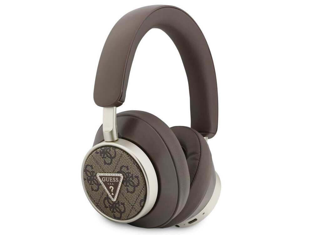 Słuchawki Guess 4G Triangle Logo Bluetooth ENC nauszne czarne USB-C IPX4, słuchawki naszune na białym tle