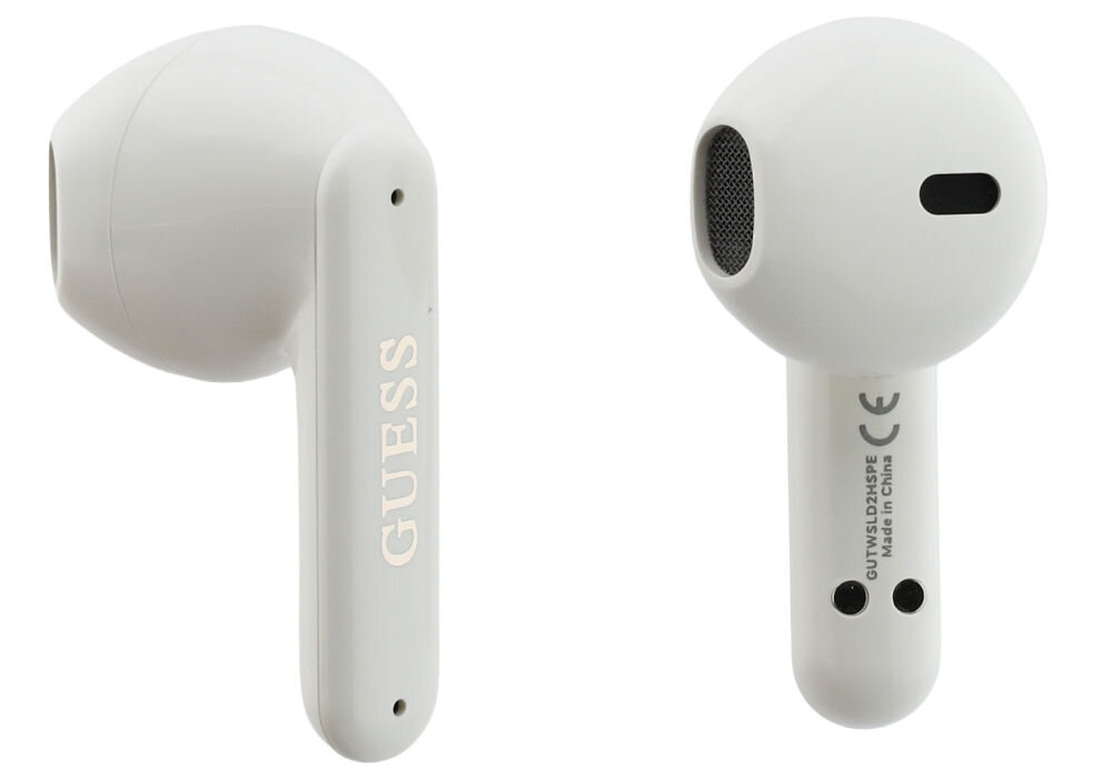 Słuchawki Guess Bluetooth 5.4 stabilne połączenie mikrofon 10 m pasmo 20-20000 Hz, słuchawki na białym tle