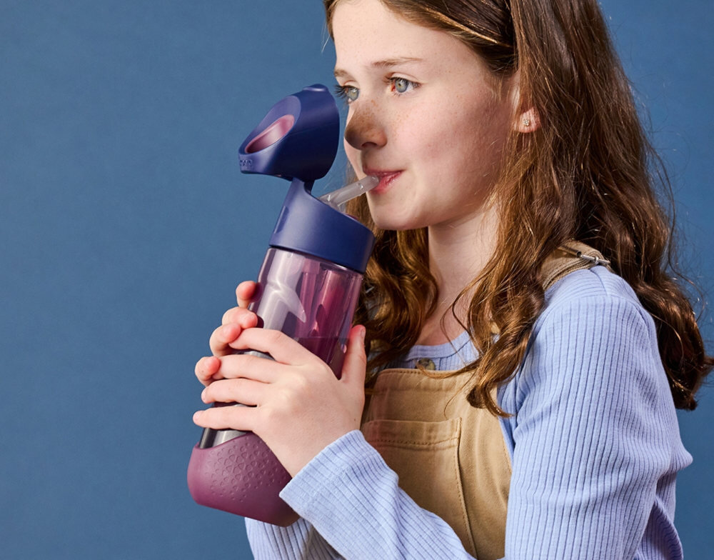 Butelka tritanowa B.BOX BB00916 Bordowo-granatowy do szkoły i na wycieczki Wodoszczelna konstrukcja Ergonomiczny kształt komfort użytkowania