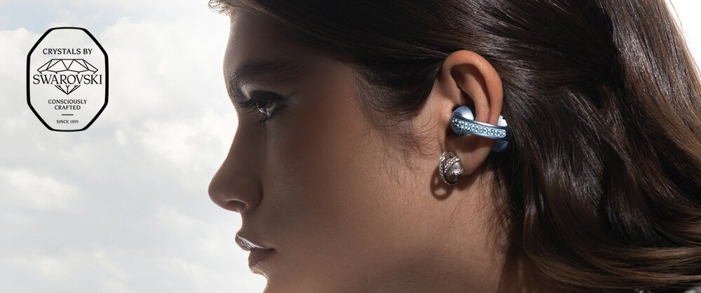 moto buds loop słuchawki open-ear kryształki Swarovski komfort użytkowania