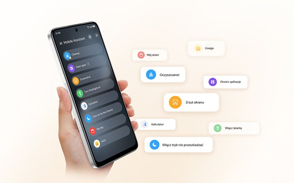 Smartfon HONOR X7d Tłumaczenia AI czy Kreatywna edycja zdjęć AI MagicOS 9.0 Magiczna kapsuła, Magiczny Portal, Zakreśl aby wyszukać, Asystent Google Gemini Rozszerzenie obrazu AI Wycinek AI 