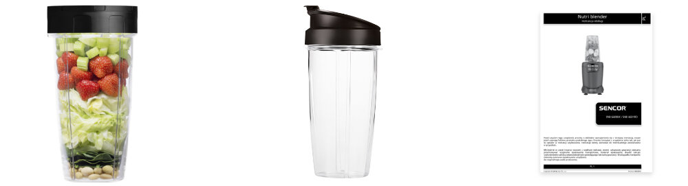 Blender kielichowy SENCOR Nutri SNB 6601RD +2 bidony w komplecie zestaw akcesoria komplet wyposazenie