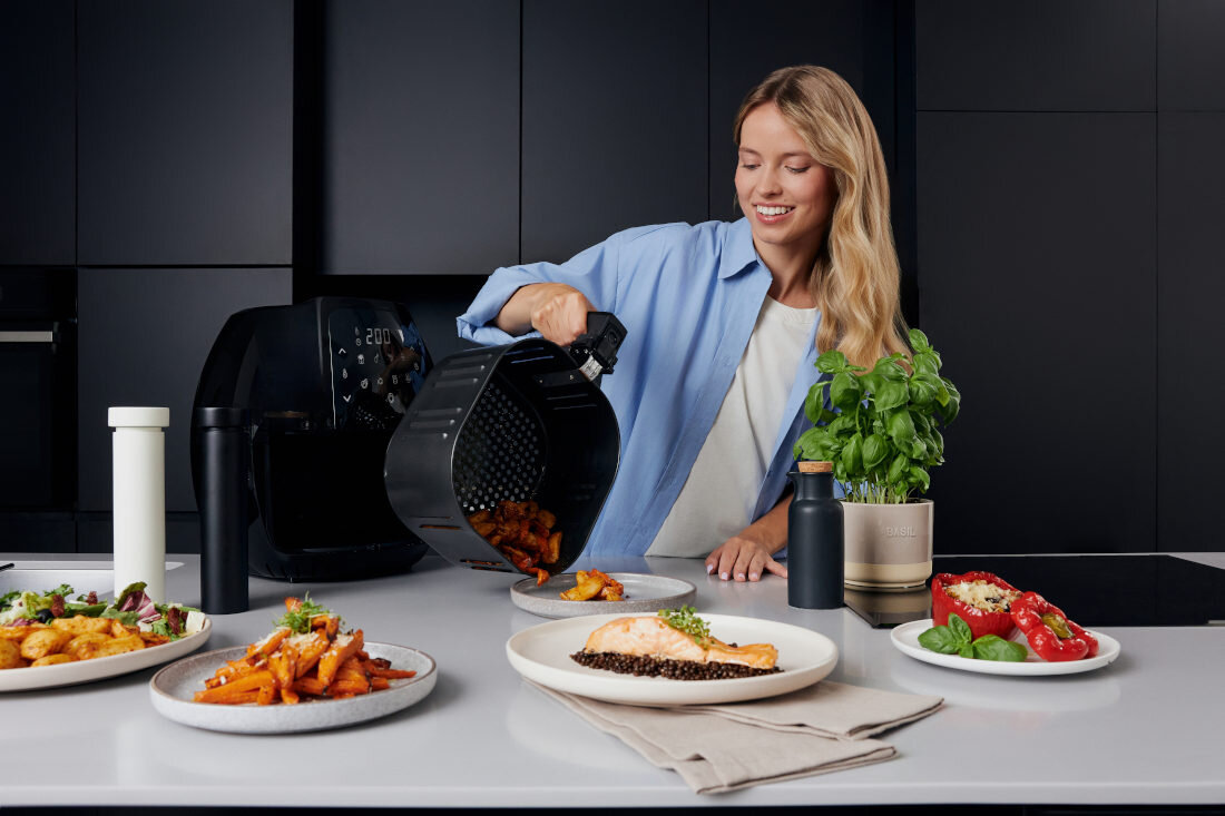 Frytkownica beztłuszczowa ZEEGMA Knapper Grand Air Fryer Duży kosz pojemność misa