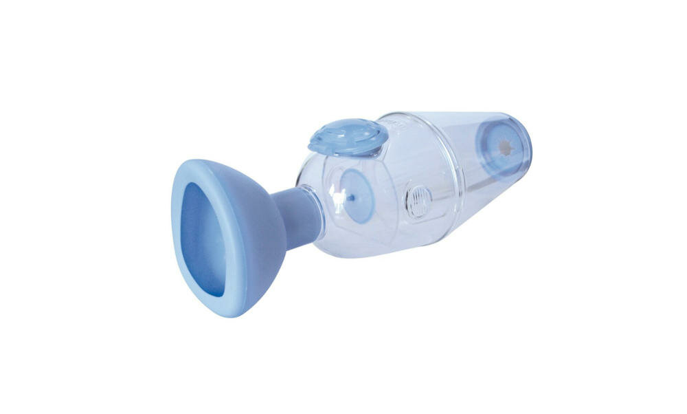 VISIOMED-Inhaler-VM-IN09 komora inhalacyjna wygodna oddychanie wziewna terapia aerozolem system zaworów silikon wzmacnianie skuteczności nebulizacji trzy wersje adapter