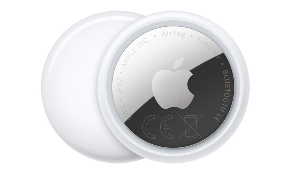 APPLE AirTag 2 Gen AirTag drugiej generacji kluczy, torby, bagażu lub portfela aplikacji „Znajdź” iPhonie, iPadzie lub Apple Watch - airtag na jasnym tle od przodu i tyłu