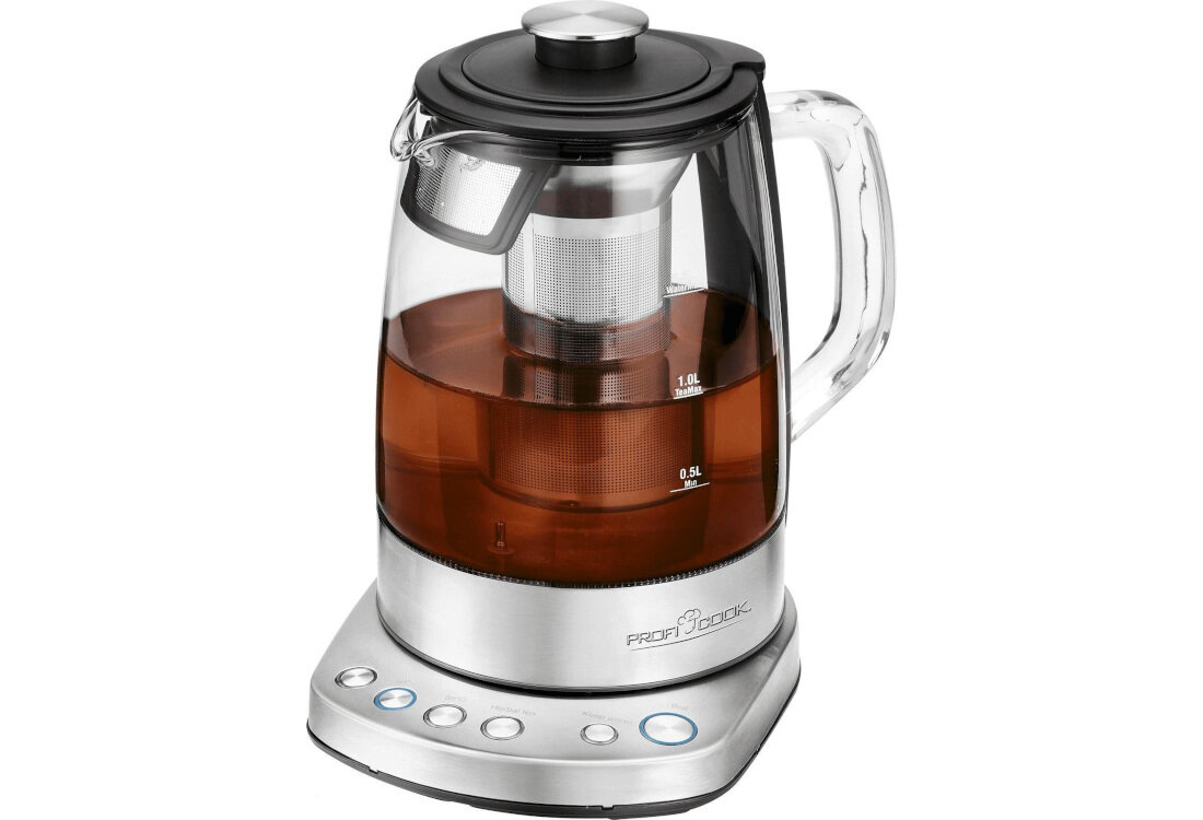 Czajnik PROFI COOK PC-WKS 1167 G moc pojemność herbata kawa elektroniczne ustawienie temperatury zakres precyzja dostosowanie napoje smak aromat aplikacja
