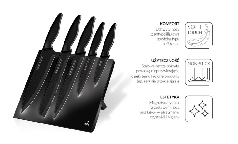 Zestaw noży SMILE SNS-2 (6 elementów) zestaw noży, antypoślizgowe uchwyty, nieprzywierające ostrza