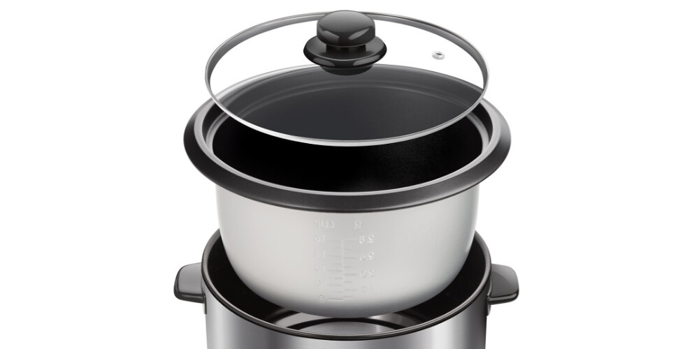 Ryżowar SENCOR SRM 1550SS Przemyślana konstrukcja izolowane termicznie uchwyty Funkcja utrzymania ciepła czas