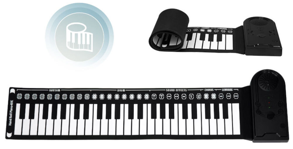 Pianino zwijane MUSICMATE MM-P5-B TravelKeys wspiera edukacje muzyczną tryb nauki różnorodne style rytmiczne dobry prezent dla miłośnika muzyki niezależnie od wieku