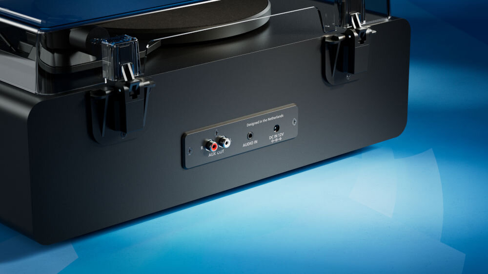 PHILIPS TAV3000B/10 gramofon złącza RCA wejście audio wyjście słuchawkowe, kadr na złącza garmofonu