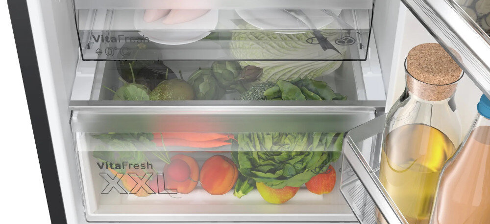LODÓWKA BOSCH KGN36VXCT strefa dodatkowe miejsce VitaFresh XXL szuflada świeżości owoce warzywa