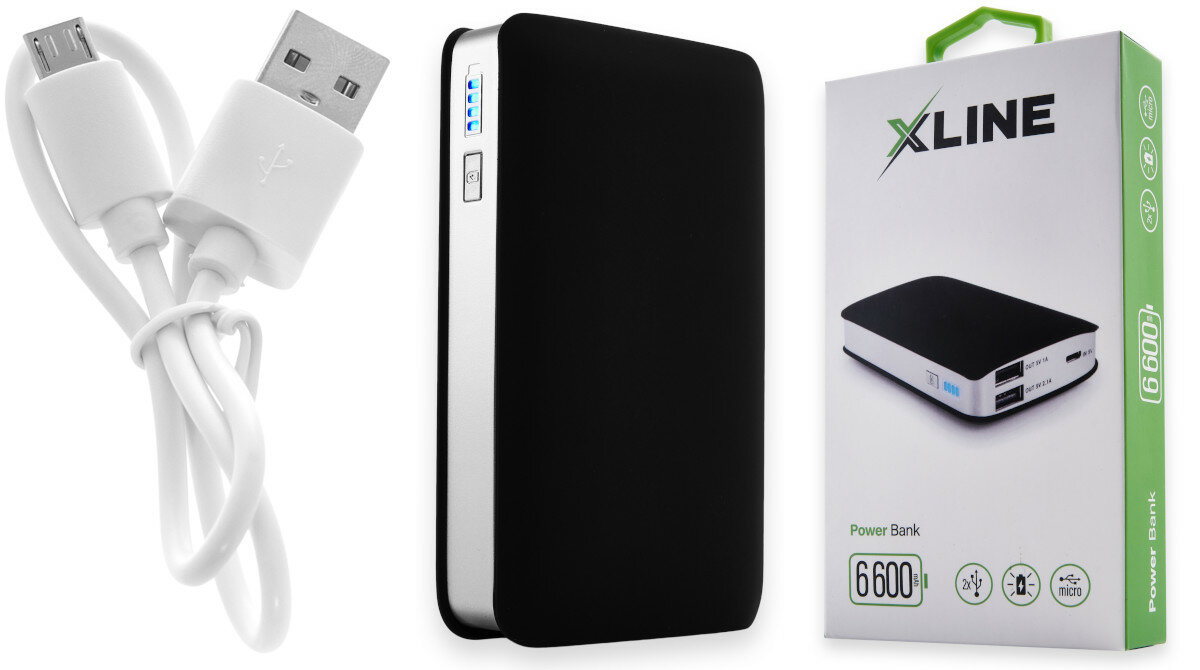 Powerbank XLINE 6600 mAh Czarny usb lekki maly waga rozmiar