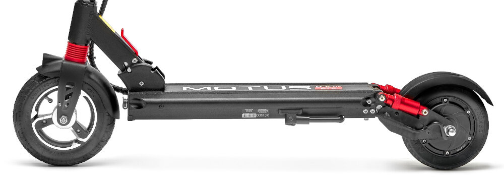 ulajnoga elektryczna MOTUS Pro 8.5 Lite dwa pelne kola przednie srednica 8,5 cala tylne 8-calowe z wysokogatunkowej gumy odpornej na uszkodzenia mechaniczne swoboda plynnego poruszania sie