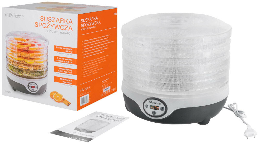 Suszarka do grzybów MILLA HOME FD501 zawartosc opakowania