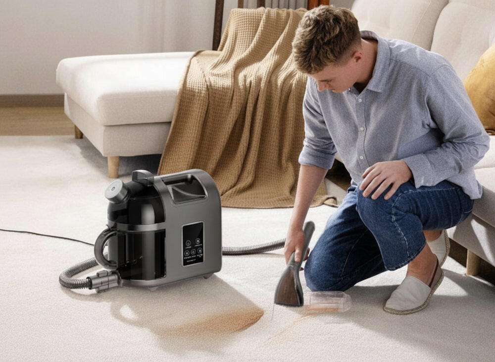 Odkurzacz piorący UWANT B200 Szary wygląd design tło prezentacja wizualizacja Sprzątanie z przyjemnością